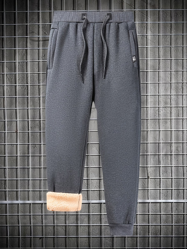 Men's Winter Thicken Active Sherpa-Lined Sweatpants, Running Athletic Thermal Fleece Jogger Pants