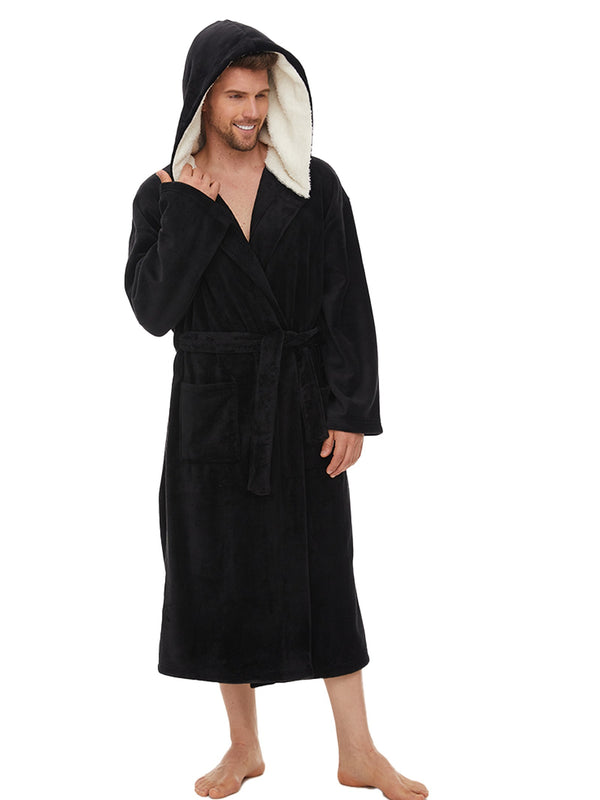 Men's Thermal Hooded Robe, Men's Loungewear