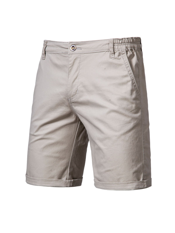 Men's Solid Color Pocket Cotton Shorts