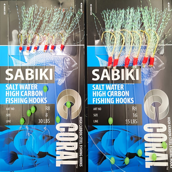 Lunker Sabiki Bait Rigs Saltwater High Carbon Fishing Hooks Luminous Glow Beads Dark For Mackerel Snapper Mulloway Flathead Mullet Shark