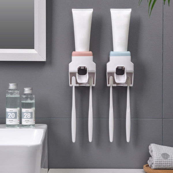 Wall-mounted Automatic Toothpaste Dispenser, Toothbrush Hanger