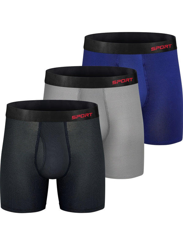 3pcs Men's Comfort Breathable Sports Boxer Briefs