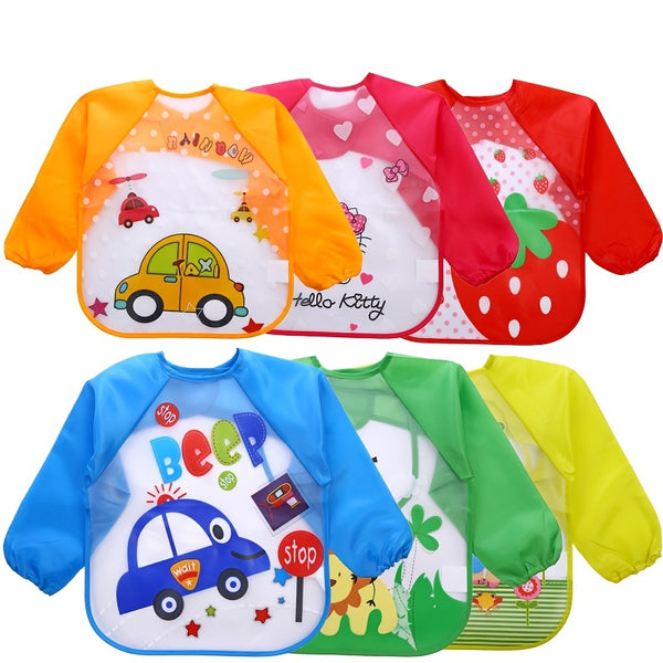 Coveralls For Infants And Young Children Long-sleeved Waterproof Anti-dressing Baby Three-dimensional Wash-free Baby Eating Clothes Bibs