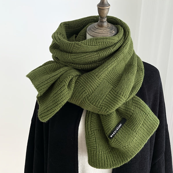 Winter Gingham Casual Raw Knit Scarf  For Gift