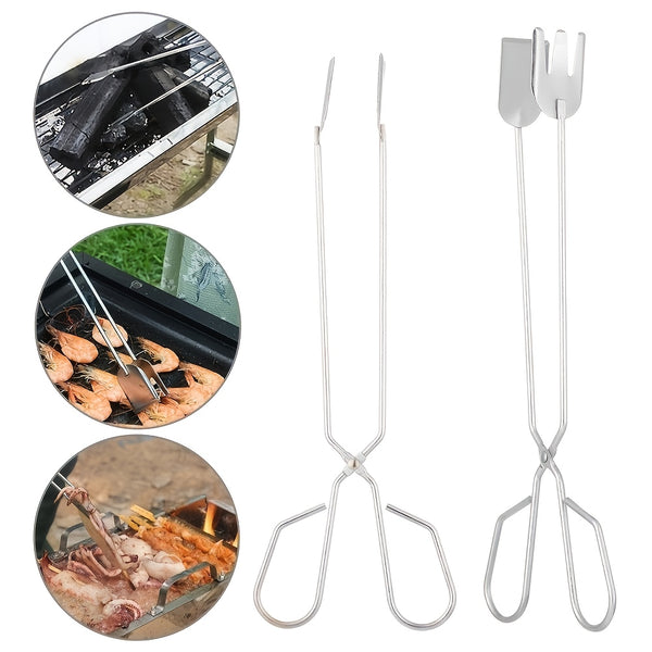 1pc Stainless Steel Grilled Food Clip, Barbecue Accessories, Portable Tongs, Outdoor Gadget, BBQ Tools, Charcoal Clip