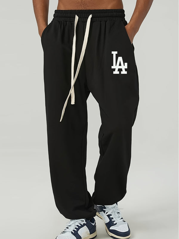 Men's Sweatpants, Alphabet Graphic Athletic Jogger Pants With Drawstring Waist For Big And Tall Guys, Plus Size