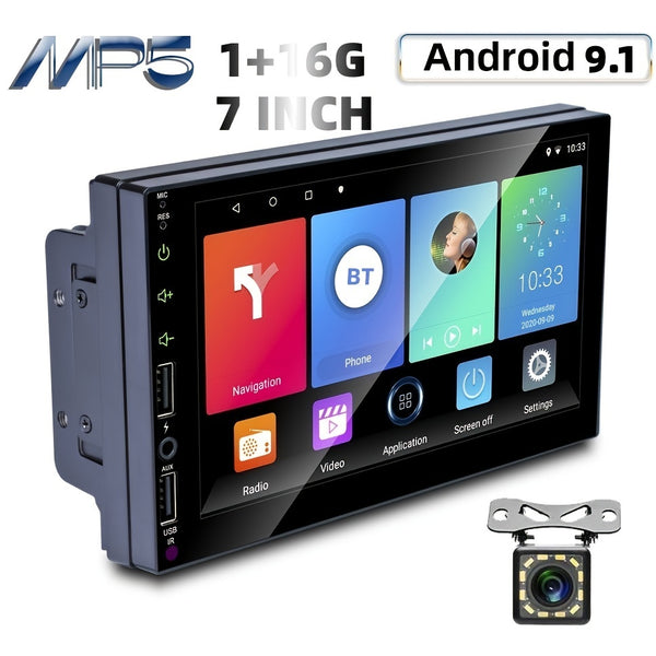 1+16G Double 2Din 7'' Android 9.1 Car Player GPS Navigation Autoradio Wifi USB FM + Camera