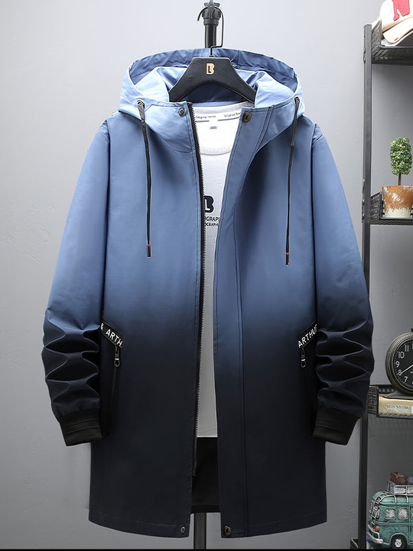 Men's Plus Size Gradient Weather-Resistant Hooded Winter Jacket