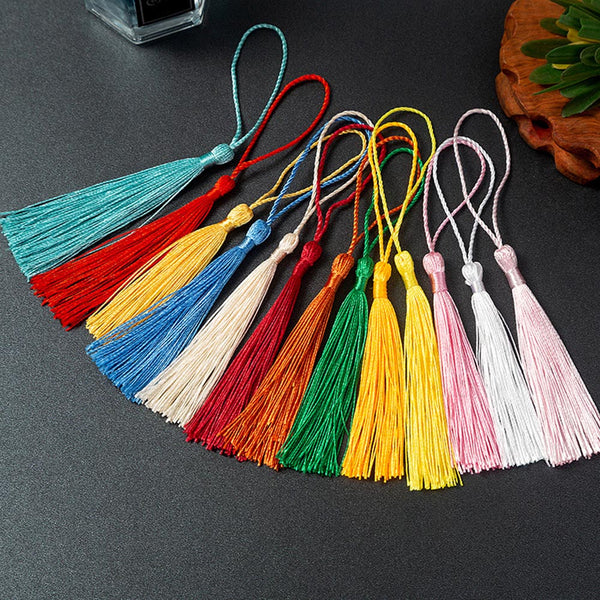 10~80Pcs Bookmark Tassels Fringe Brush Handmade Soft Craft Mini Tassels with Loops for DIY Crafts Jewelry Making Accessories