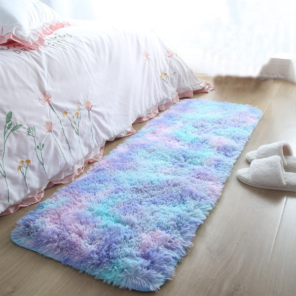 1pc Shaggy Fluffy Faux Fur Area Rug For Bedroom, Living Room, Multi-Color Rectangle Tie Dye Floor Mat, Ultra-Soft Plush Fuzzy Rugs Carpet, Home Decor