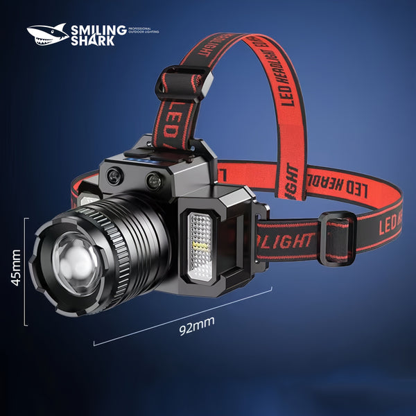 Smiling Shark LED Bright Waterproof Headlight, Adjustable Telescopic Zoom Light For Outdoor Fishing Camping Hiking Emergency