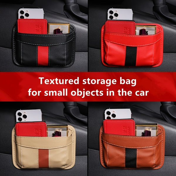 1pc Leather Car Storage Bag, Automotive Pocket Multi-use Car Seat Back Organizer Stowing Tidying Tool