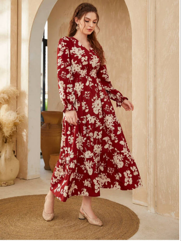 Women's Dresses Floral Print Long Sleeve Maxi Dress