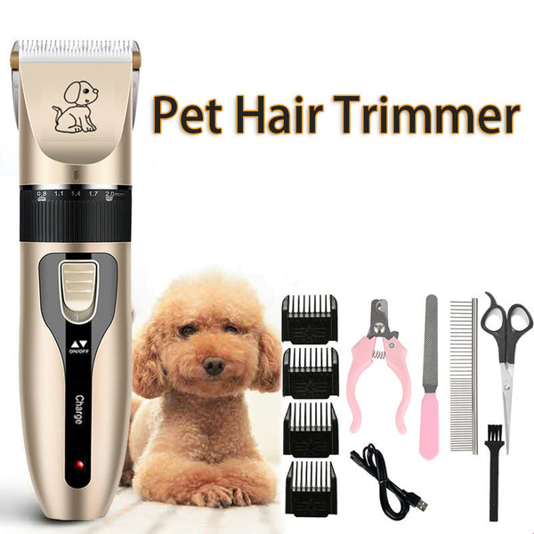 Pet Grooming Kit Electric Shaver Nail Clipper Scissors Nail File Hair Comb Brush Set With USB Cable