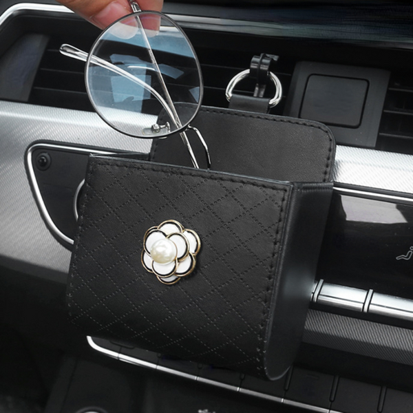 Car Outlet Storage, PU Leather Camellia Storage Box