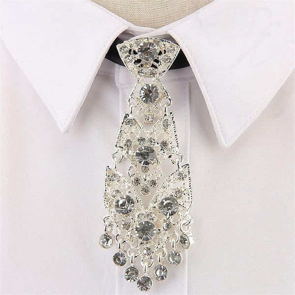 1pc Men's Rhinestone Tie For Hosting Or Evening Reception