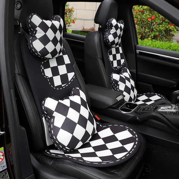 1pc Cartoon Plaid Car Cushion All Season Comfortable Anti-skid Car Supplies