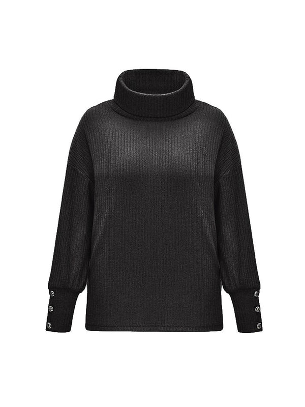 Women's Fashion Casual Long Sleeve Turtleneck Tops Autumn Winter Pullovers Knitted Ladies Loose Tops Knitted Sweater