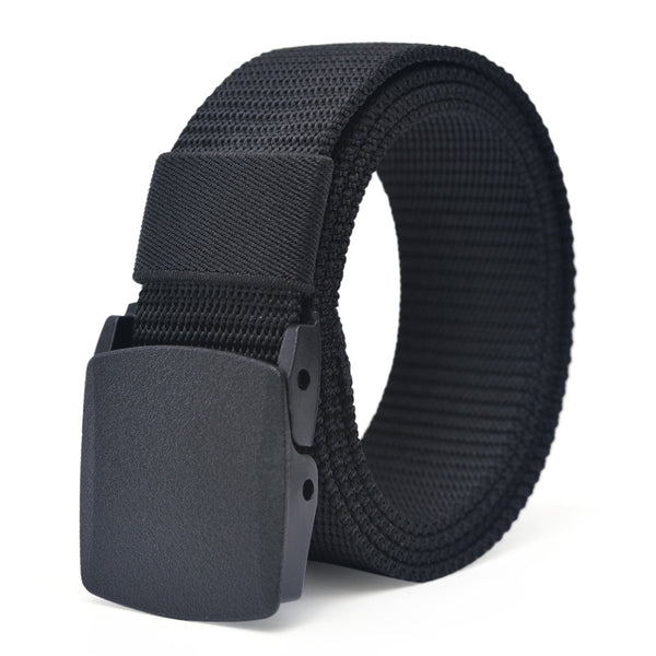 1pc Men's Fashion Nylon Canvas Belt, 1.5inch Plastic Buckle Cool Military Tactical Belt, Metal Free No-Metal Airport Friendly Waist Belt, Gifts For Boyfriend Husband Father