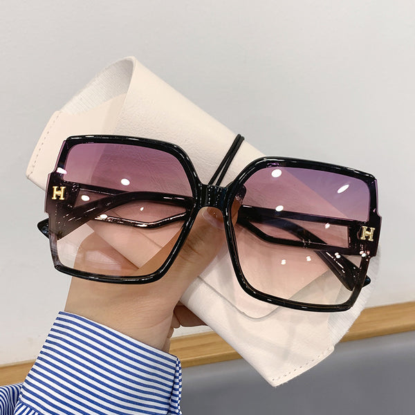 Vintage Oversized Square Sunglass Woman Man Fashion Luxury Brand Design Shades Retro Gradient Female Eyewear