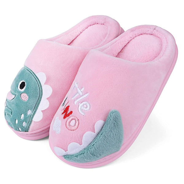 Baby Boys Girls Cute Cartoon Dinosaur Warm Cozy Plush Indoor Slippers Winter