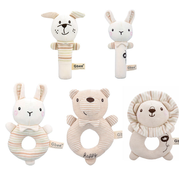 Baby Hand Rattle Plush Toy,  Early Education Animal Round Hand Rattle Doll, Baby Comforting Toy