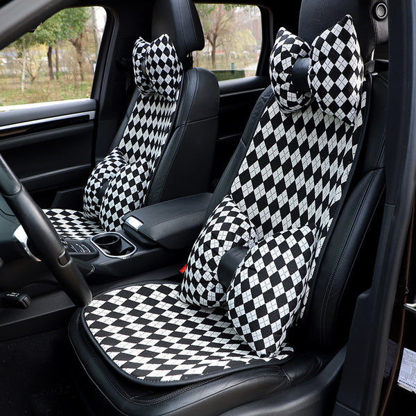 1pc Car Seat Cushion, Universal Knitting Anti-skid Seat Cushion Pad Backrest Rear Seat Cushion With Jacquard For Car Interior Decoration