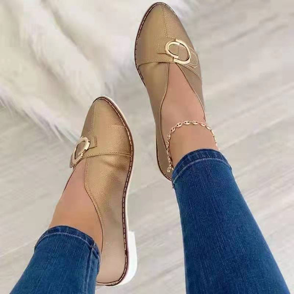 Women's Irregular Trim Glowing Faux Leather Shoes,  Slanted Strap Buckle Vamp Expose Seam Edge Loafer Shoes, Women's Shoes