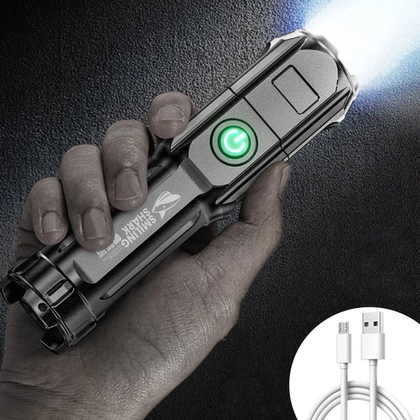 Portable 3 Modes USB Rechargeable Flashlight For Outdoor Camping