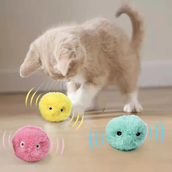 Cat Fluffy Toys Interactive Ball Catnip Cat Training Toy, Pet Playing Ball Squeaky Torch Sound Toy