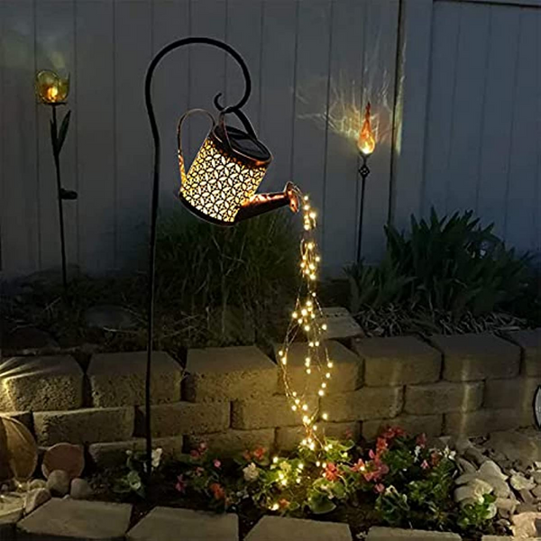 1pc Garden Shower Light Solar Powered Watering Can With Lights Star Light LED Outdoor String Fairy Lights Waterfall With Bracket For Home Path Patio Yard Lawn