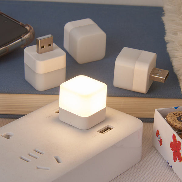 1pc USB Plug Lamp Small Night Light Computer Mobile Power Charging Mini Book Lamps LED Eye Protection Square Reading Light