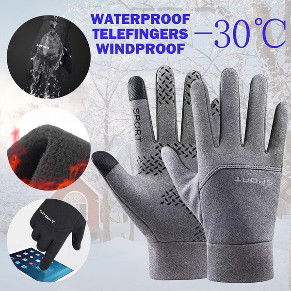 Men's Outdoor Sports Equipment Plush Waterproof Anti-Skid Touch Screen Cycling Gloves