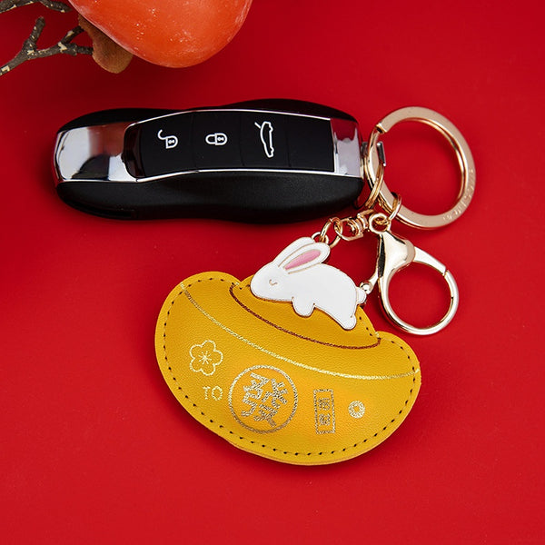 Car Key Chain, Rabbit Koi Leather Pendant Chinoiserie Key Chain Car Accessories For Chinese New Year