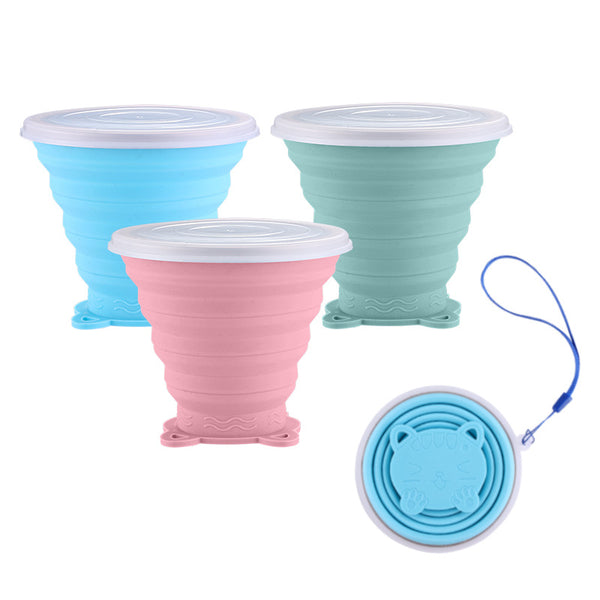 Cartoon Silicone Foldable Cup Outdoor Travel Portable Sports Stretch Water Cup