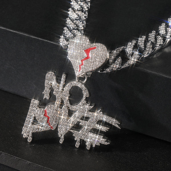 Men's Cracked Love No Love Pendant Hip Hop Necklace