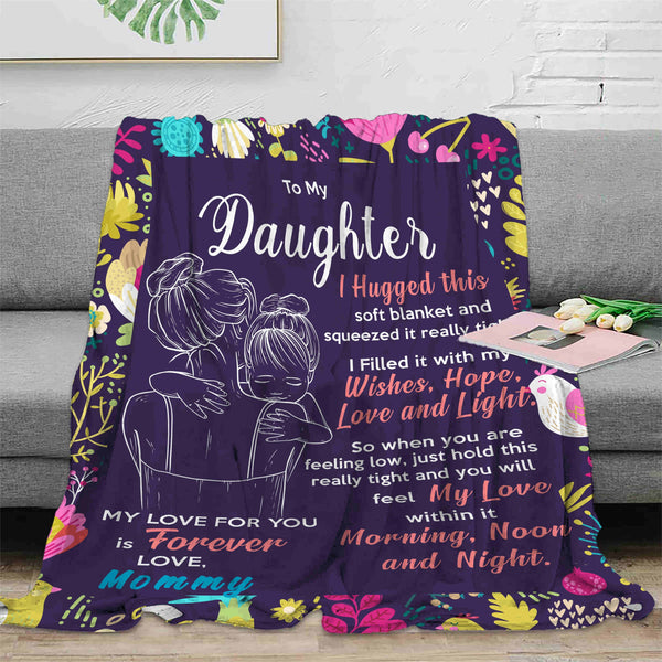 1pc Purple Throw Blanket, Letter To Daughter Blanket, Flannel Blanket For Living Room & Bedroom, Gift For Daughter