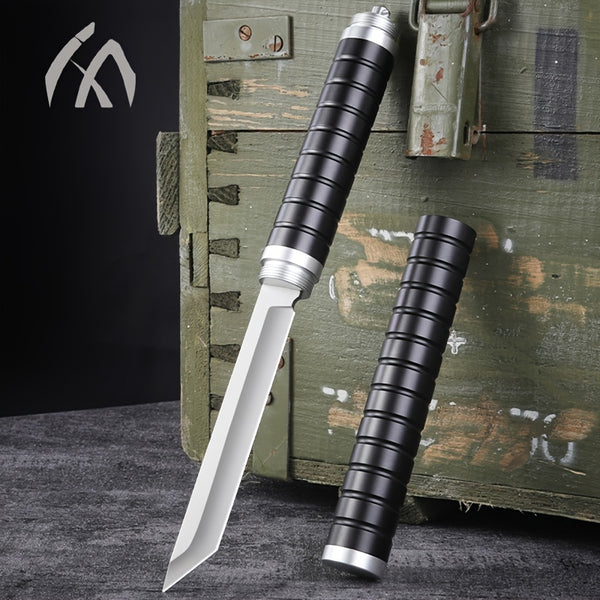 HUANGFU Black Vehicle Defense Knife, Survival Knife, Fixed Blade Stick Medium Knifem, Tactical Knife Gifts For Men