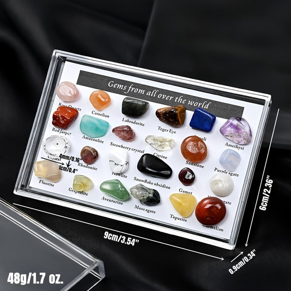 A Whole Box Containing 24 Specimens Of Natural Tiny Cute Crystal Agate Stones, Small Crystal Agate Stone, Whole Box 3.5in * 2.36in