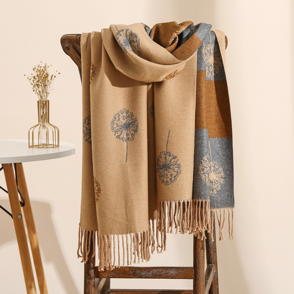 Leafy scarves, autumn winter accessories.