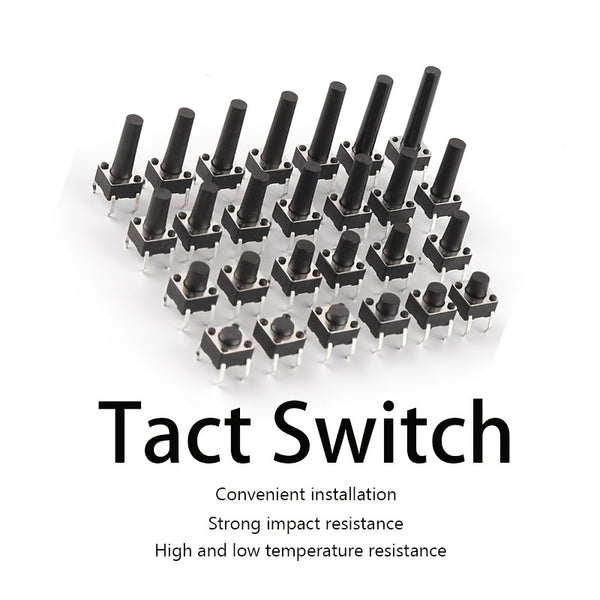 20pcs 4 Pin Tactile Switches, Heat Resistant SMD Switches, 6mmx6mmx4.3/5/6/7/8/9.5/11/12/13mm