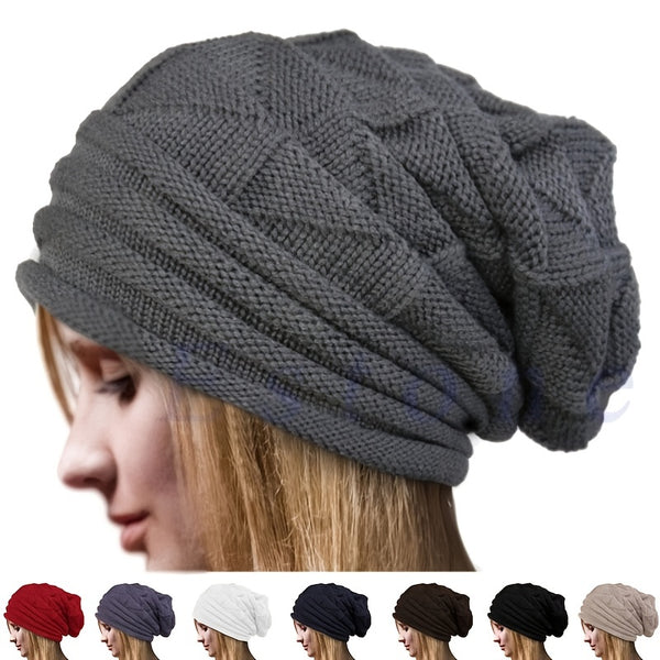 Winter Hats Chunky Cap, Women & Men Knitted Baggy Beanie Hat Winter Warm Hats Slouchy Hats