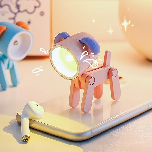 1pc Adjustable Puppy Reading Light, Cute Stick Dog Cordless Desk Lamp With Movable Legs, Change From Hanging To Standing Light With Ease, Perfect For Bedrooms, Home Lighting