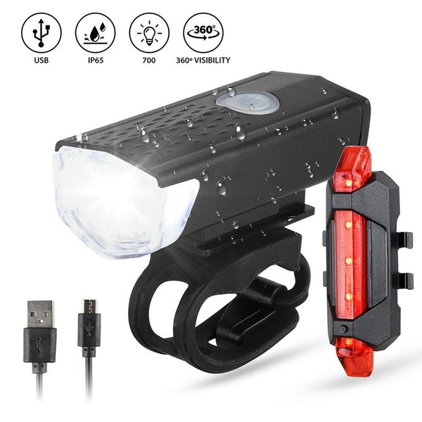 1 Set Bike Front & Tail Light, Rotatable USB Rechargeable Waterproof Light For Cycling At Night