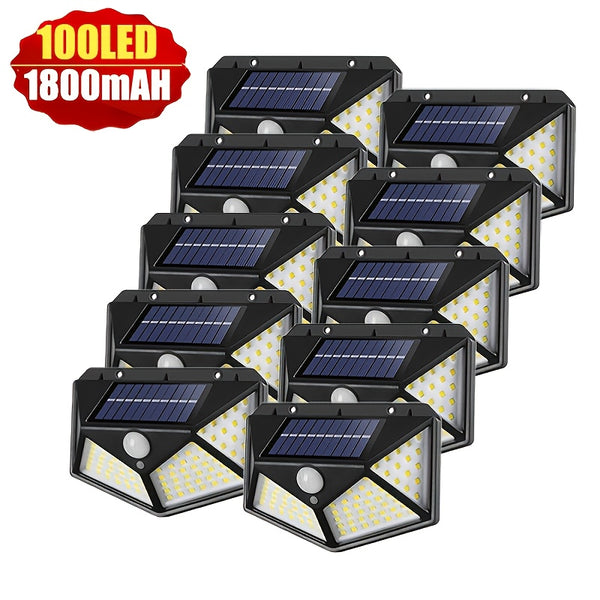 1pc/2pcs/4pcs/8pcs/12pcs 100 LED Solar Wall Lights, Outdoor Solar Waterproof Motion-Sensor Lamps