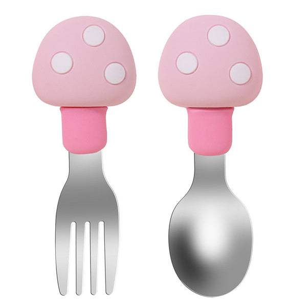 Mushroom Silicone Baby Spoon Fork Feeding Set