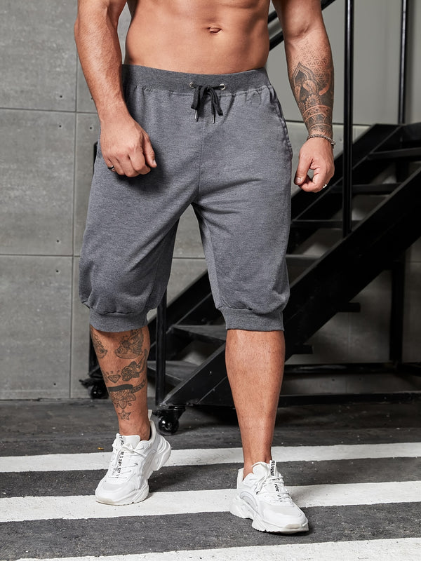 Men's 3/4 Pants With Drawstring For Big And Tall Guys, Plus Size