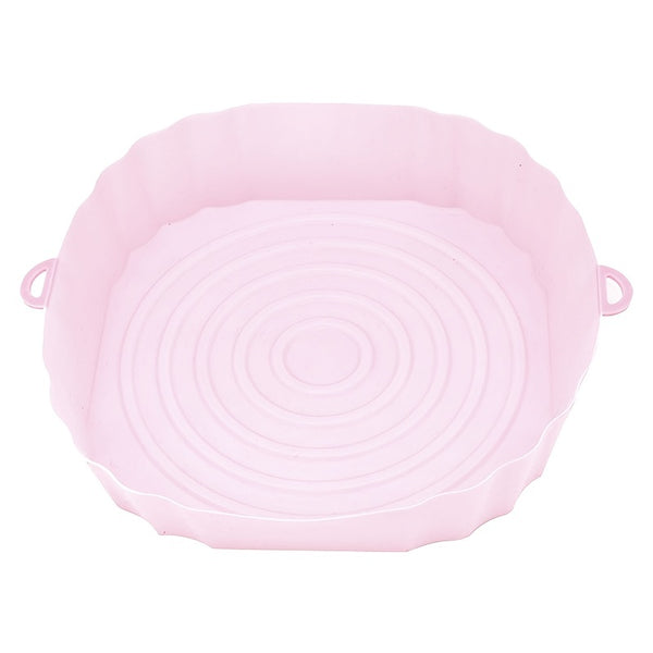 1pc Air Fryer Grill Liner, Pink Silicone Grill Pan, Upper Diameter 7.87in, OPP Bag