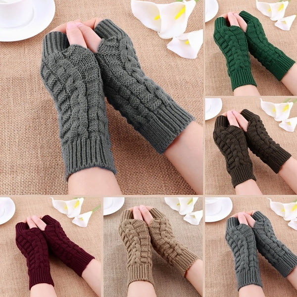 Knitting Half-finger Gloves, Fingerless Warm Knit Gloves, Fingerless Gloves, Women's Accs