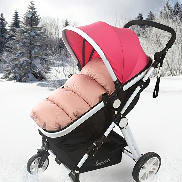 Winter Snow Baby Carriage Foot Cover, Universal Toddler Sleeping Bag With Storage Bag, Waterproof Stroller Sleeping Bag, With Reflective Strip, Drawstring Hood, Multi-Zipper, Non-Slip Particles, Easy In And Out (Pink Black)